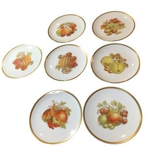 E & R Golden Crown Harvest Pear Dessert Salad Plates Jaeger & Co Bavaria Germany